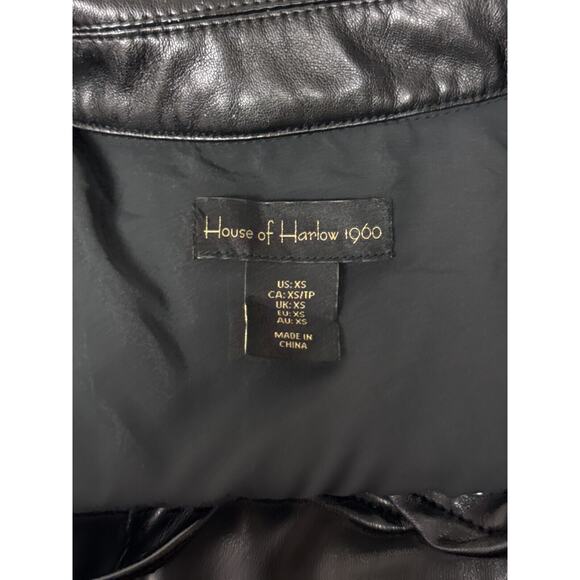 House of Harlow Dress XS Womens Black Vegan Leather Button Up Belted Mini - Picture 7 of 8